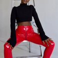 thumbnail image 2 of Ana Women PVC Leather Leggings High Waist Butt Lift Push Up Stretch Skinny Pants, 2 of 9