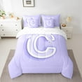 thumbnail image 2 of Erosebridal Initial C Letter Bedding Sets Twin Size, Princess Bow Comforter Sets with Sheets, Purple Monogrammed Reversible Bed Set, Microfiber Room Decor, 7pcs, 2 of 6