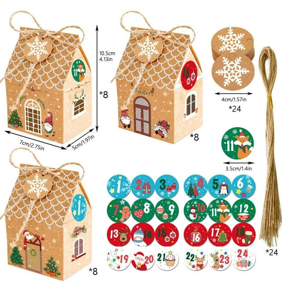 Countdown Cottage - DIY Christmas Advent Calendar Boxes,24 Empty Advent Calendar to Fill Yourself,Fill Your Own Advent-Calendar Boxes,Christmas Cardboard Number Box for Family