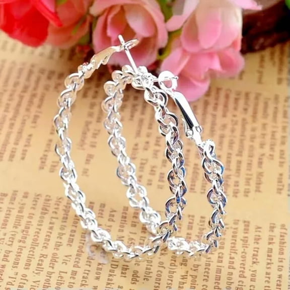 HOOUN Big Textured Hoop Earrings Women's Jewelry Silver Plated Female Accessories Gift-07#