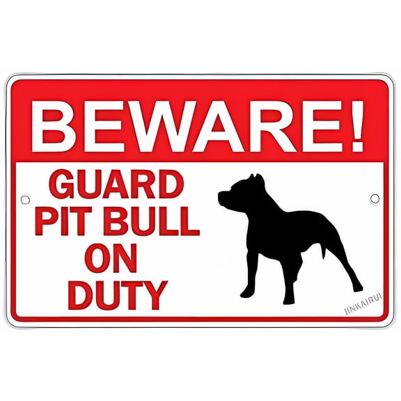 New Warning Plaque Wall Decor Beware! Guard Pit Bull Dog On Duty Owner Warning - 8"x12" Metal Tin Sign, Yard Office Outdoor Indoor Safety Sign, Pet Security