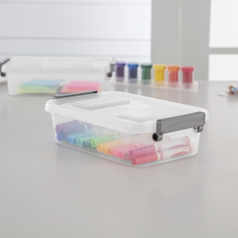 (5 pack) Sterilite 2.5 Qt. Modular Latch Box Plastic, Titanium