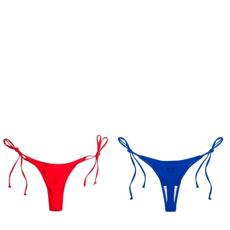 Wijhcboe 2 Pack Side Bathing Shorts Bottom Thong Swimwear Brazilian Women s Swim Shorts And Top Bathing Bikini Women Tie Teen Girl Swimming Suits Swimsuit Swimwears Tankinis Womens Swim Bra Tops 1 P