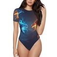 thumbnail image 2 of Picia Red And Blue Fire Dragon C Womens One Piece Swimsuits Modest Tummy Control Bathing Suits Lace Up Slimming Swim Suit-Medium, 2 of 9