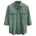 thumbnail image 3 of DAFPZW Mens Casual Waffleknit Shirt 3/4 Sleeve Button Down Collared Summer Shirts Loose Fit Hawaiian Beach Shirts with Pockets, 3 of 5