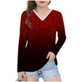 thumbnail image 2 of Piuwrlz Long Sleeve T-Shirt for Kids Girls Boys Cotton Shirts Printed V-neck V-neck T Shirt Tops Red Size 3 Years, 2 of 8