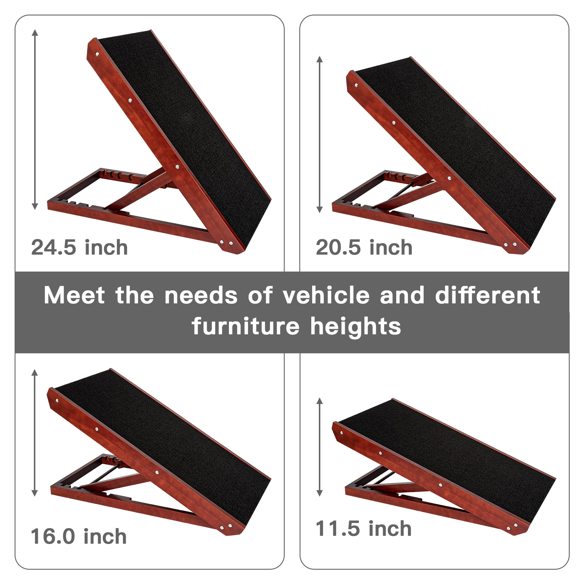 Pefilos 24" Tall Pet Ramp 4 Levels Height Adjustable for Small Dog & Cat Ramp Wood Folding Portable Dog Stairs with Slip Carpet Surface, Black Pefilos 24" Tall Pet Ramp 4 Levels Height Adjustable for Small Dog & Cat Ramp Wood Folding Portable Dog Stairs with Slip Carpet Surface, Black