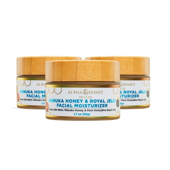 3 Jar Discount Pack: Manuka Honey and Royal Jelly Serum Face Cream by Alpha Honey Health