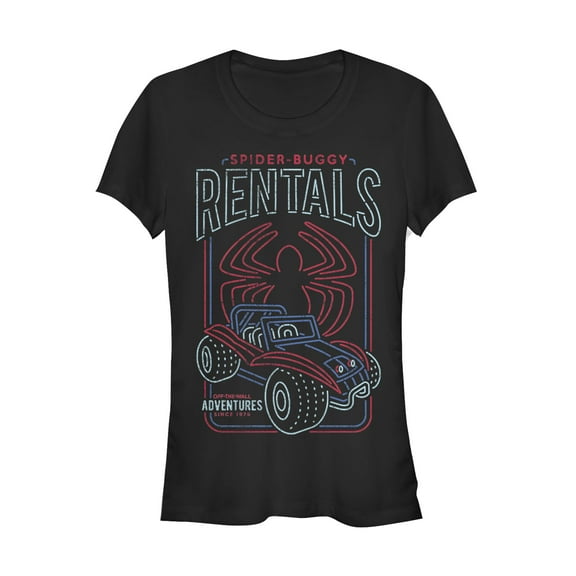 Junior's Marvel Spider-Man Buggy Rentals  Graphic Tee Black Medium