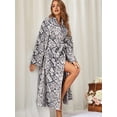 thumbnail image 5 of Womens Bathrobe Ladies Fleece Plush Warm Long Robes Fleece Nightgown Sleepwear Python Pattern XXL, 5 of 7
