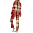 thumbnail image 4 of FAIWAD Womens Plaid Pajama Sets Long Sleeve Lapel Shirt and Pajamas Pants 2 Piece Button Nightwear Set, 4 of 6