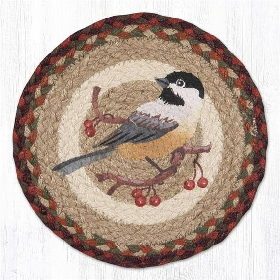 Earth Rug 80-417CH 10 x 10 in. MSPR-417 Chickadee Printed Braided Round Trivet, Multi Color