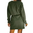 thumbnail image 6 of Ochine Women Casual Long Sleeve T Shirt Dress Waist Drawstring Mini Dress with Pockets Crew Neck Slouchy Bodycon Dress, S-XL, 6 of 6