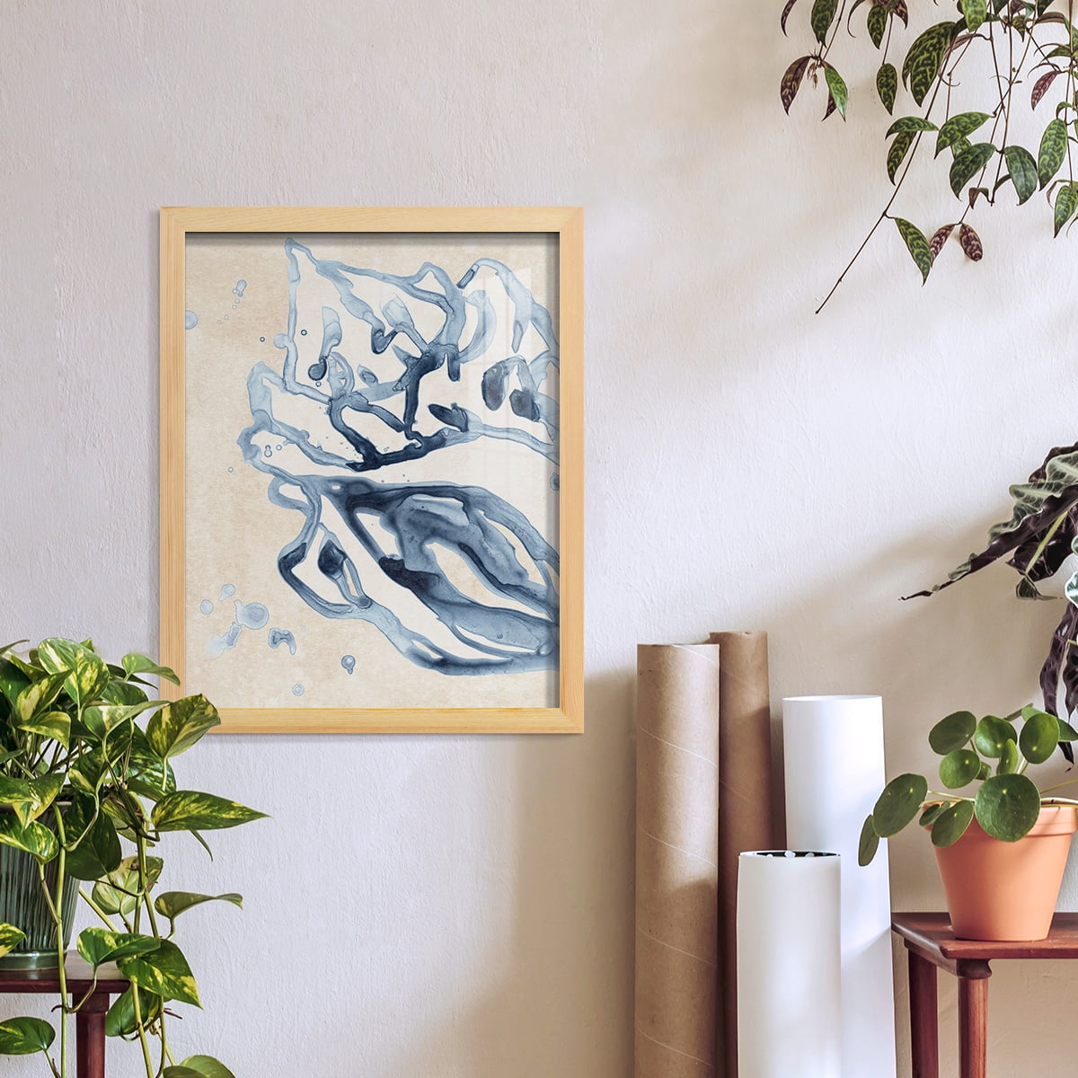 Water Shells II - Framed Print w/glass - Natural Wood