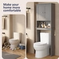 thumbnail image 3 of Walsunny Over The Toilet Storage Cabinet Bathroom Shelves Organizer Space Saver Freestanding Restroom Shelf with Doors Anti-Tip Device Adjustable Shelf Gray, 3 of 10
