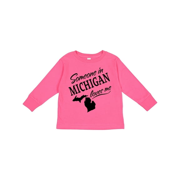 Inktastic Someone in Michigan Loves Me Boys or Girls Long Sleeve Toddler T-Shirt