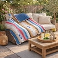 thumbnail image 6 of Benjara Rey 50 x 60 Quilted Throw Blanket-Ivory Multicolor Stripes Chevron Print, 6 of 7