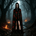 thumbnail image 3 of AoDai Halloween blood-stained hooded long coat, party costume cosplay attire, suitable for Halloween, theme performances, etc., 3 of 6