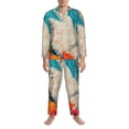 thumbnail image 3 of Picia Playful Floral Cat Pattern Men’s Long-Sleeve Sleepwear Set - Soft 2-Piece Loungewear with Pockets, Comfy PJs for Relaxing Nights-Small, 3 of 7