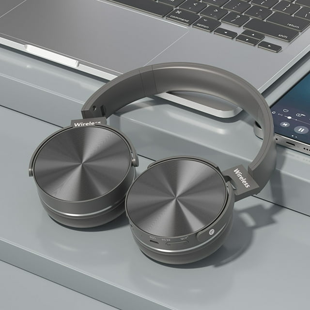 Écouteurs Bluetooth Sans Fil, Casque de Jeu Circum-Aural, Stéréo Hi-Fi, Réduction du Bruit, Conception Pliable, Haut-Parleur 40 mm, Bluetooth 5.3, 8 H d'Autonomie en Appel, Coussinets en Cuir Protéiné, Boutons Multifonctionnels