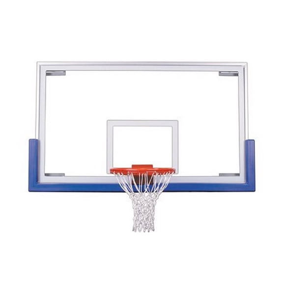 First Team Triumph Upgrade Package Steel-Glass Gymnasium Backboard44; Rim & Pad Upgrade Package- Royal Blue