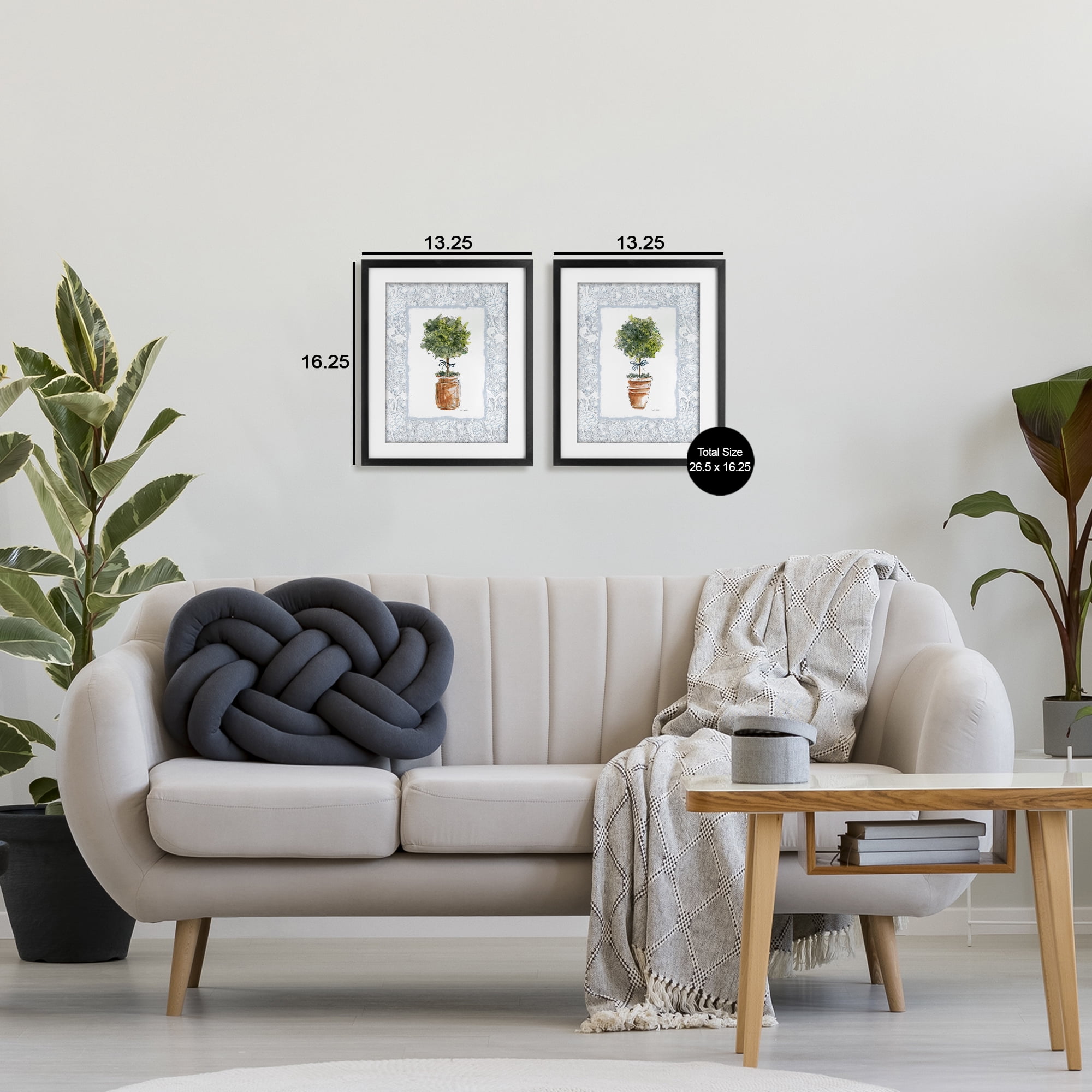Stupell Industries Potted Topiary Plants 2 Piece Black Framed Print Under Glass Set, design by Carol Robinson