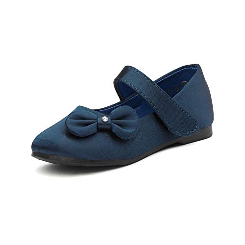 Dream Pairs Toddler Girls Kids Bow-knot Mary Jane shoes Dress Flat Shoes ANGEL-5 NAVY/SATIN Size 6T - image 1 of 4