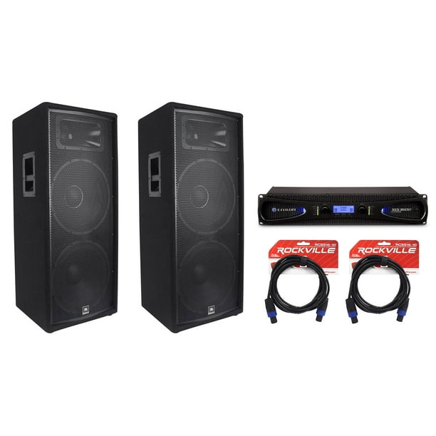 (2) JBL JRX225 Dual 15" 4000 Watt DJ/PA Speakers Monitors+Crown