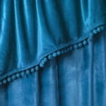 thumbnail image 5 of PAVILIA Fleece Throw Blanket for Couch with Pom Pom Fringe, Teal Blue, Soft Cozy Fuzzy Flannel Blanket for Sofa Bed, Large Lightweight Plush All Season Throw, 60x80 Inches, 5 of 8