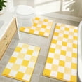 thumbnail image 4 of Bathroom Rugs, Yamaziot Checkered Yellow Bath Rugs Runner with Toilet Mat, Non Slip Water Absorbent Microfiber, 3 Count, 4 of 9