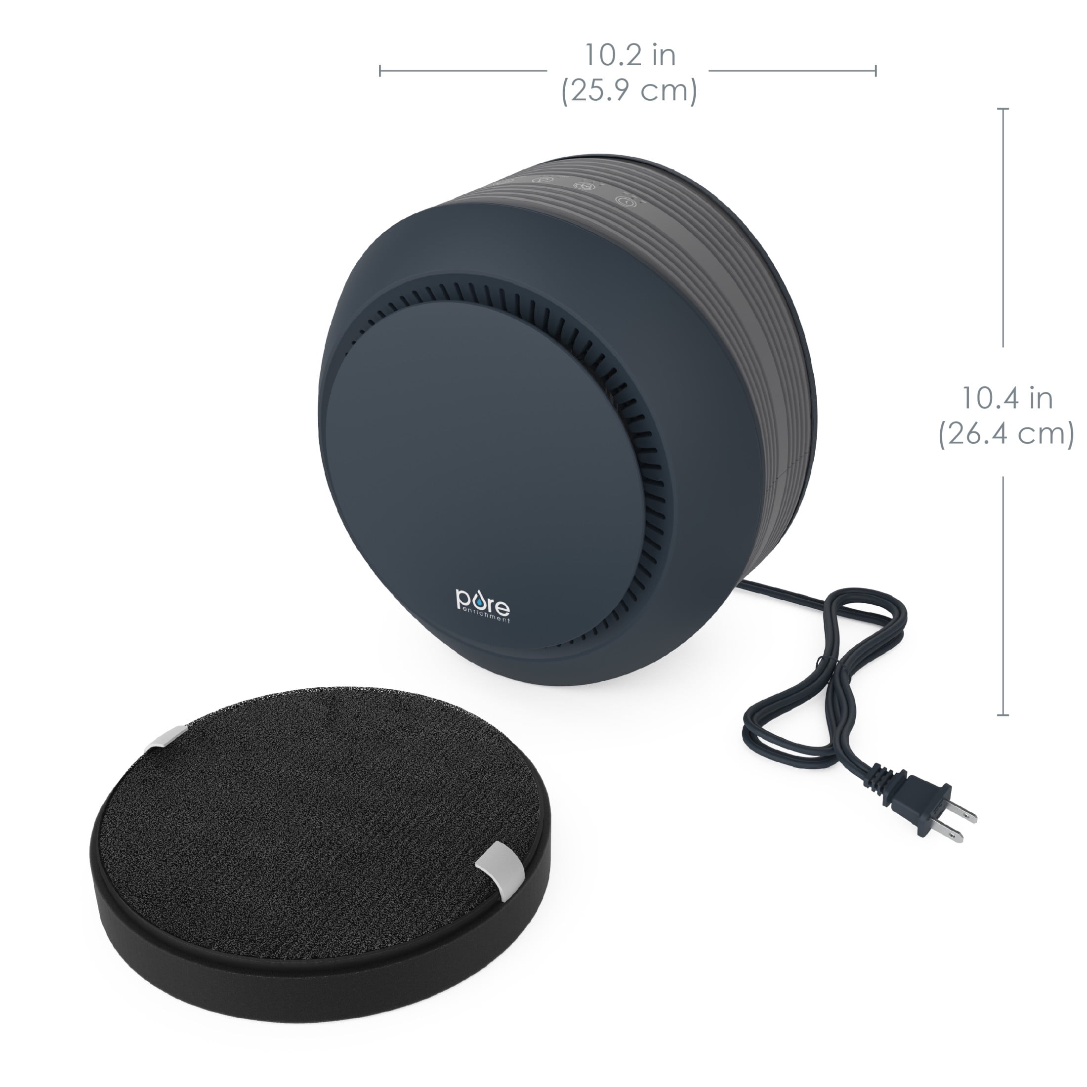 Pure Enrichment PureZone Halo Medium Room Air Purifier, 2 Stage Filtration, Purifies Air of Smoke, Pollen, Dust, and Pet Hair - Easily Fits on Tables, Desks, and Nightstands (Graphite)