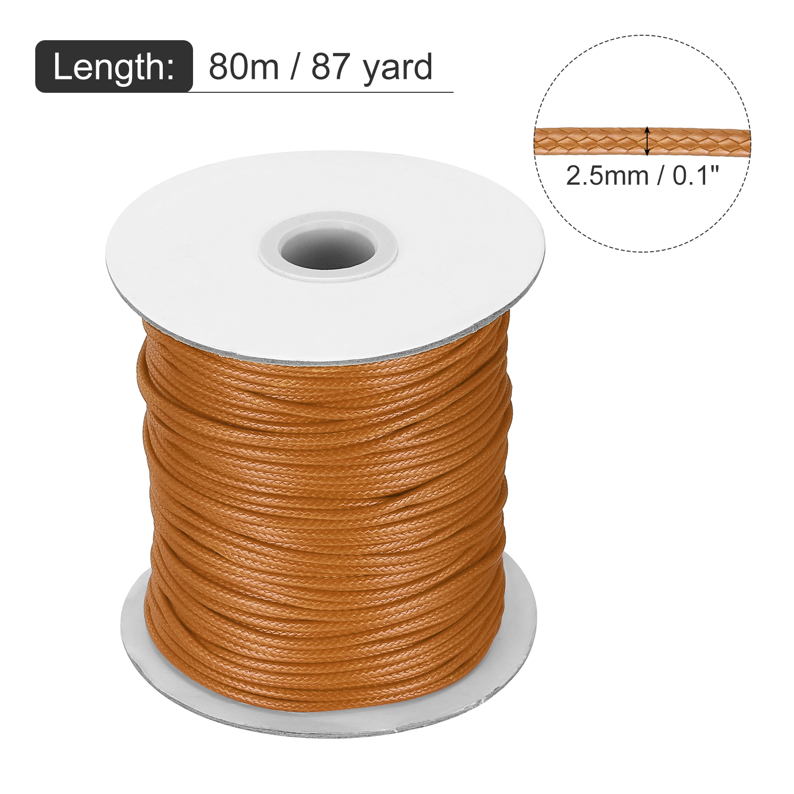 Waxed Cord 2.5mm Waxed Thread 87 Yard Wax String Leather Cord for Bracelet Making, Necklaces, Beading, Jewelry Making and DIY Crafts(Orange Yellow)