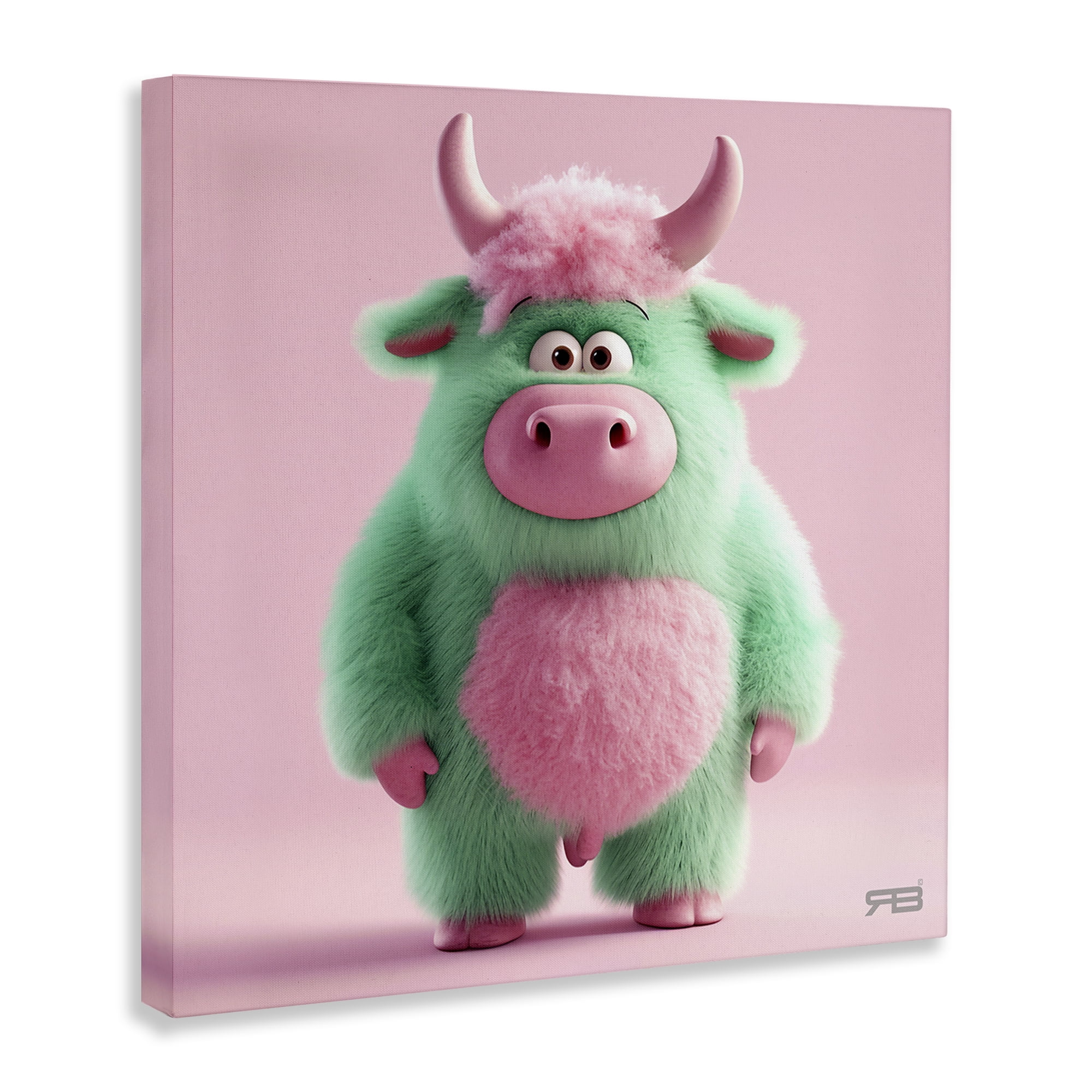 Stupell Industries Silly Green Cow Animals Painting Wrapped Canvas Art Print Wall Art, 30 x 30
