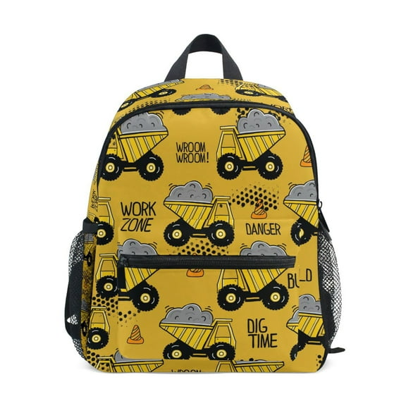 ALAZA Construction Trucks Yellow School Backpack Small Bookbag Mini Bags