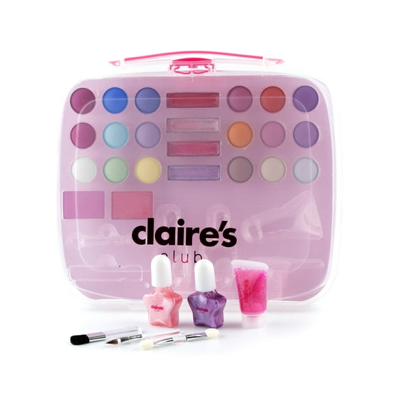 Claire's Club Girls' Lunchbox Makeup Set for Little Girls, Clear Case, Cute Gift
