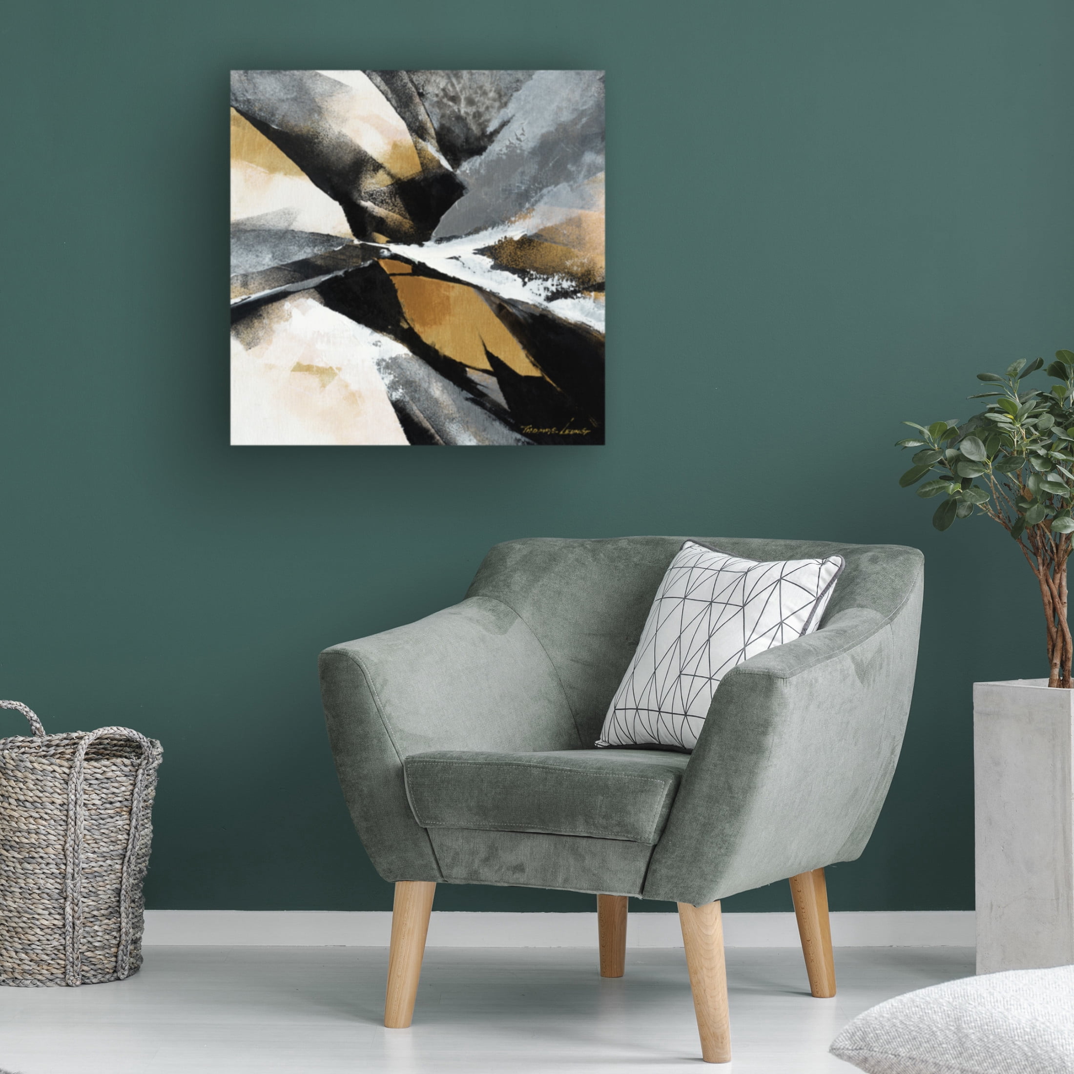 Canvas Wall Art - Thomas Leung 'Gold Fusion 2' Wall Art for Living Room, Bedroom, or Office Décor by Trademark Fine Art - 14 x 14 Inches
