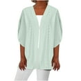 thumbnail image 1 of Timegard Cardigan for Women Eyelet Petal 1/2 Sleeve Front Open Solid Color Fall Casual Loose Jackets, 1 of 6