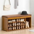 thumbnail image 1 of HomeRoots 475881 Stylish Wood Shoe Rack & Bench, Brown, 1 of 1