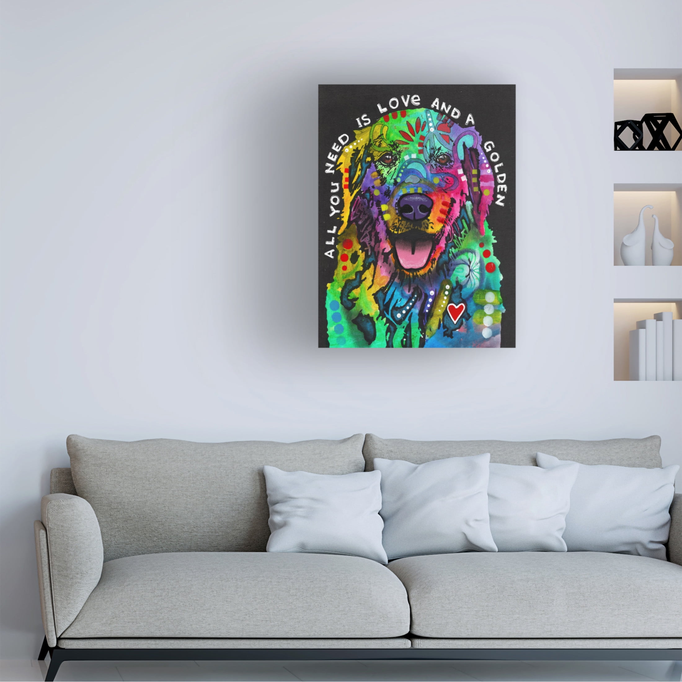 Canvas Wall Art - Dean Russo 'Love And A Golden' Wall Art for Living Room, Bedroom, or Office Décor by Trademark Fine Art - 18 x 24 Inches