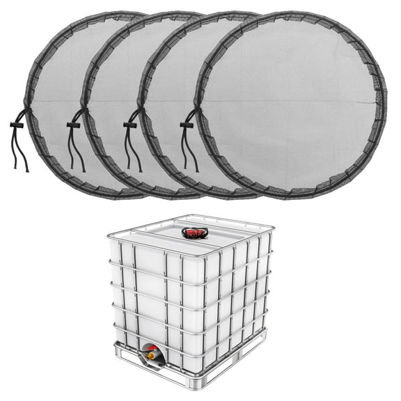 Uxcell 13.7 Inch IBC Mesh Cover Polyester Cover for 275 Gallon Rainwater Tank, Black 4 Pack
