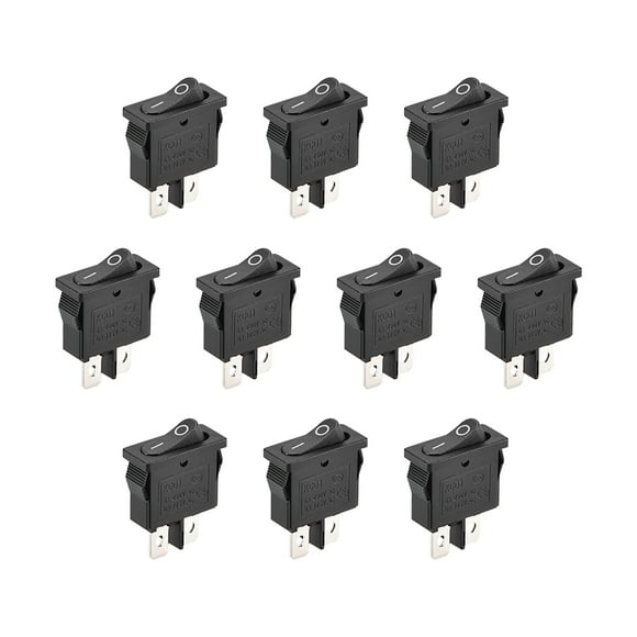Unique Bargains Mini Boat Rocker Switch Black Toggle Switch for Boat Car Marine ON/OFF AC 250V/6A 125V/10A, 10pcs