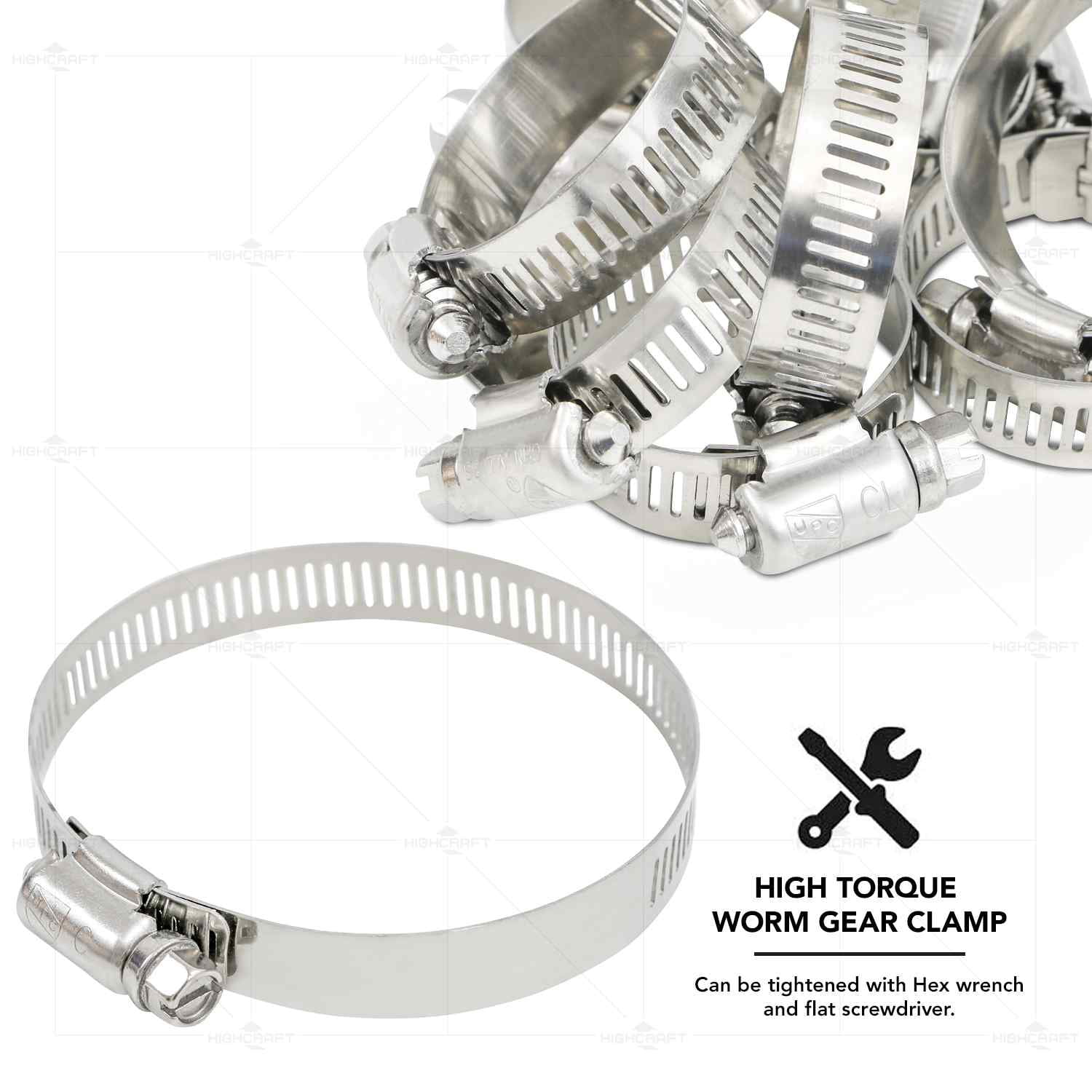 Stainless Steel Worm Drive Hose Clamps 2-3/4" - 5" Adjustable SAE 72, 10 PCS