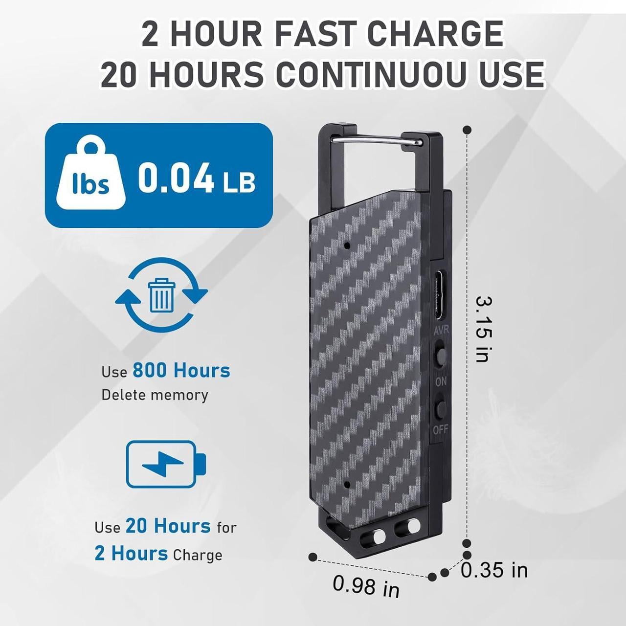 64GB Digital Voice Recorder with Bluetooth - Voice Activated Keychain Audio Recording Device - 800 Hours Capacity for Classes, Interviews, Meetings, Music