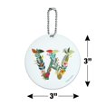 thumbnail image 6 of Letter W Floral Monogram Initial Round Luggage ID Tag Card Suitcase Carry-On, 6 of 8