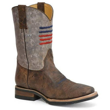

Men s Roper Stripes Leather Boots Handcrafted Brown