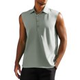 thumbnail image 1 of pstuiky Camiseta sin mangas para hombre, Chaleco informal sin mangas con botones y cuello abatible para hombre, de color liso, para verano Chaleco de hombre s, 1 of 4