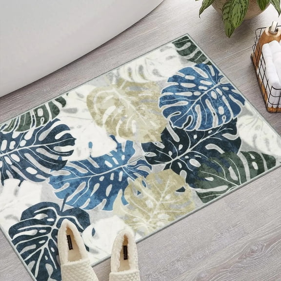 Leaves Area Rug Entrance Non-Slip Door Mats Kitchen Hallway Balcony Rugs Decor Blue Bath Toilet Carpet Bedroom Bedside Floor Mat
