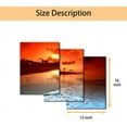 thumbnail image 4 of Wall Art Sunset over the Ocean Beach Painting On Canvas Wall Decorations for Living Room Stretched and Framed Canvas Paintings 3 Piece Bedroom Bathroom Wall Decor Office Home Decor - 12"x16"x3, 4 of 6