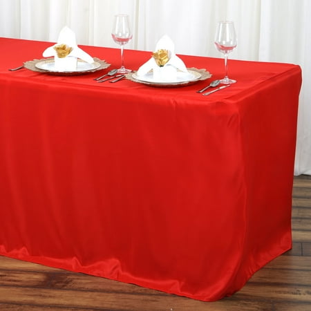 

BalsaCircle 6 feet Red Fitted Polyester Tablecloth