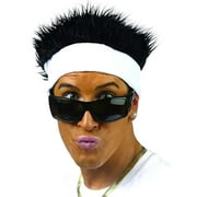 Halloween Men's Jersey Boy Black Spikey Wig With Attached Headband